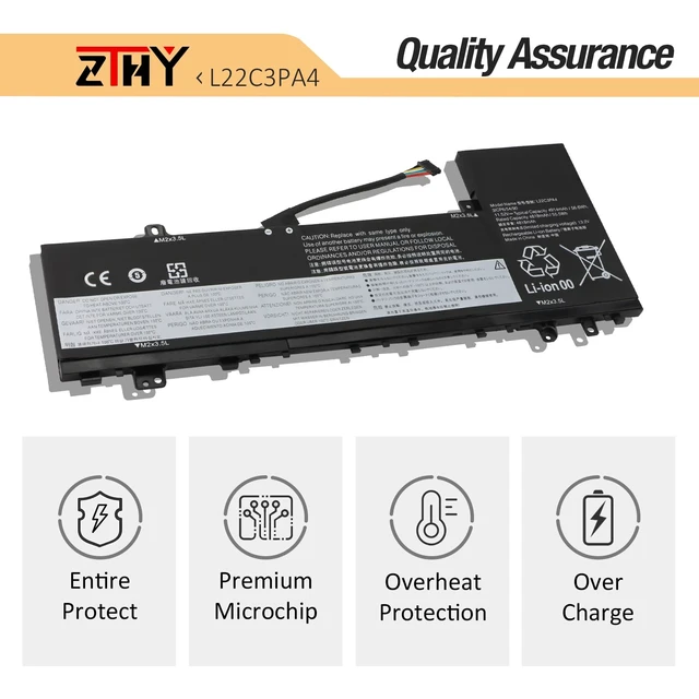 Alt view image 5 of 7 - L22M3PA4 L22L3PA4 Battery Replacement for Lenovo IdeaPad Slim 5-14ABR8 IdeaPad Slim 5-16ABR8 5-14IAH8 5-16IAH8 5-14IRL8 5-16IRL8 Series Laptop L22C3PA4 L22B3PA4 Battery SB11N45426 11.52V 56.6Wh