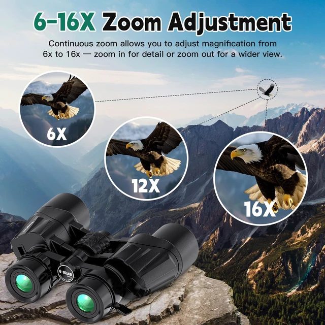 Alt view image 2 of 7 - 6-16x40 Zoom Binoculars for Adults High Powered Alaska Cruise Ship Stargazing Binoculars with Zoom Bird Watching Camping Hiking Travel Concert Long Range Binoculars Waterproof Clear Low Light