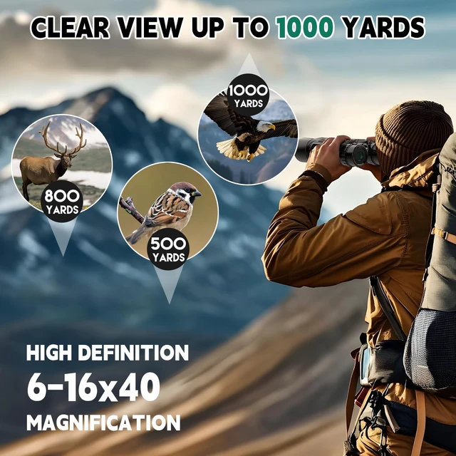 Alt view image 4 of 7 - 6-16x40 Zoom Binoculars for Adults High Powered Alaska Cruise Ship Stargazing Binoculars with Zoom Bird Watching Camping Hiking Travel Concert Long Range Binoculars Waterproof Clear Low Light