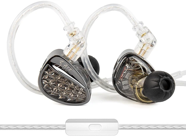 Main image of KZ ZA12 in Ear Monitor Headphones,2DD+4BA Hybrid Wired Earbud,Gaming Earbud Crystal Clear Sound IEM Earphones, KZ in Ear Monitor,Silver-Plated IEM Cable for Audiophile (with Microphone,Matte Black)