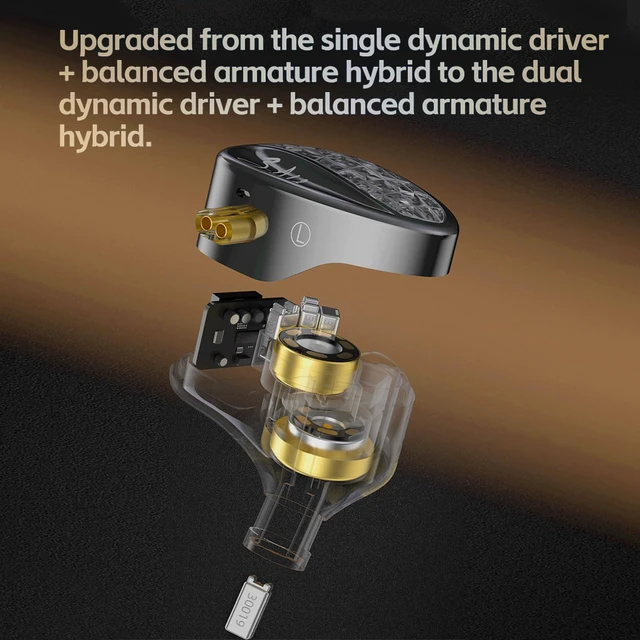 Alt view image 2 of 7 - KZ ZA12 in Ear Monitor Headphones,2DD+4BA Hybrid Wired Earbud,Gaming Earbud Crystal Clear Sound IEM Earphones, KZ in Ear Monitor,Silver-Plated IEM Cable for Audiophile (with Microphone,Matte Black)