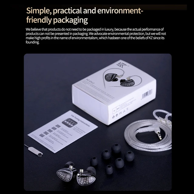 Alt view image 5 of 7 - KZ ZA12 in Ear Monitor Headphones,2DD+4BA Hybrid Wired Earbud,Gaming Earbud Crystal Clear Sound IEM Earphones, KZ in Ear Monitor,Silver-Plated IEM Cable for Audiophile (with Microphone,Matte Black)