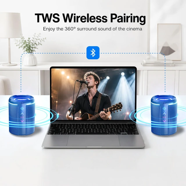 Alt view image 4 of 7 - Magnetic 2-in-1 Portable Bluetooth Speaker, 24W Split Stereo Sound with TWS, Bluetooth 5.4, IPX6 Waterproof, 20-Hour Playtime,7 LED Light Modes, Wireless Speaker Perfect for Party Home Beach Outdoor