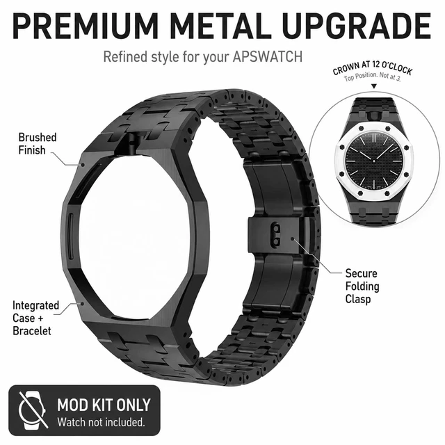 Alt view image 3 of 5 - 316 Stainless Steel Case Band Mod Kit Compatible with Swatch Royal Pop for Men Women Watches Replacement (black 12)