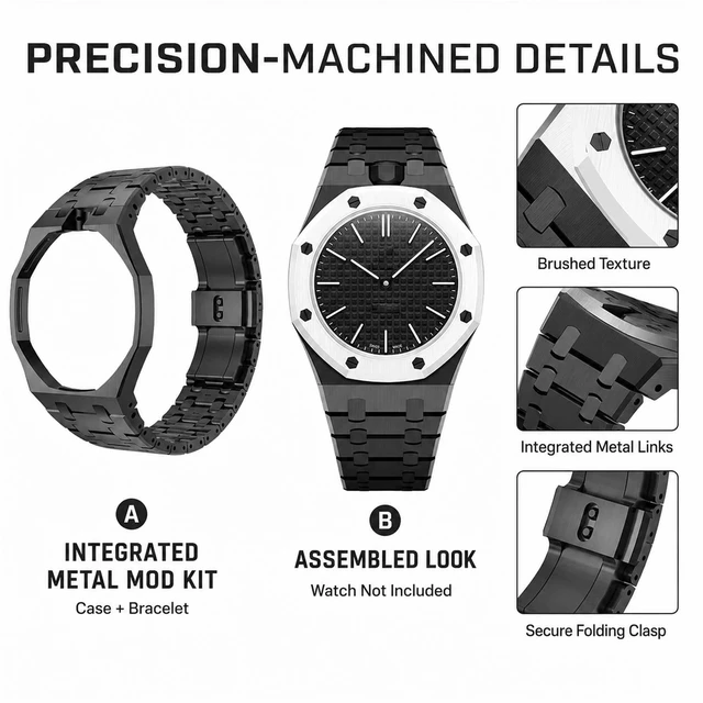 Alt view image 5 of 5 - 316 Stainless Steel Case Band Mod Kit Compatible with Swatch Royal Pop for Men Women Watches Replacement (black 12)