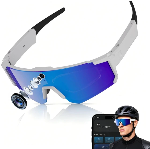 Main image of AI Smart Glasses with Camera, 4K HD Stabilized Video Recording Waterproof Bluetooth Sunglasses, AI Assistant, Touch Control