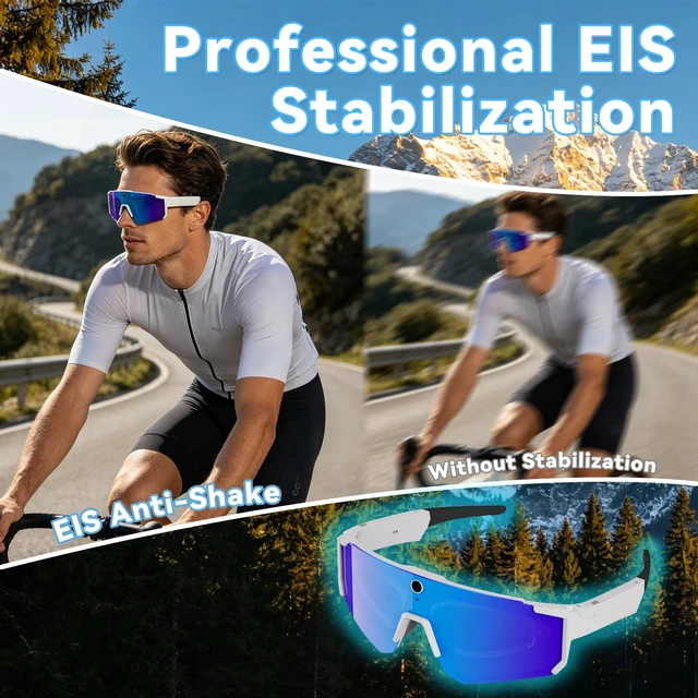 Alt view image 6 of 7 - AI Smart Glasses with Camera, 4K HD Stabilized Video Recording Waterproof Bluetooth Sunglasses, AI Assistant, Touch Control