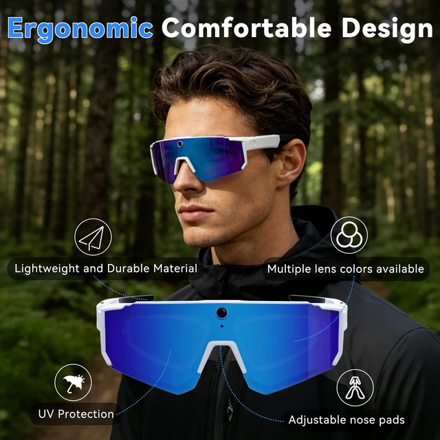 Alt view image 7 of 7 - AI Smart Glasses with Camera, 4K HD Stabilized Video Recording Waterproof Bluetooth Sunglasses, AI Assistant, Touch Control