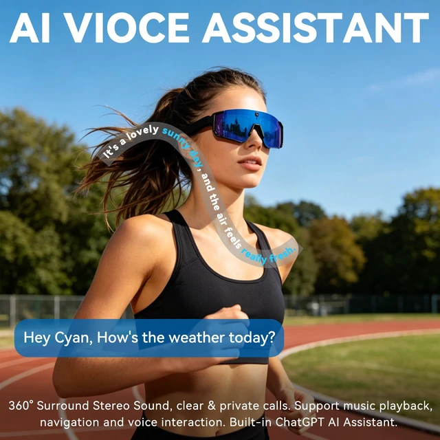 Alt view image 5 of 7 - AI Smart Glasses with Camera, 4K HD Stabilized Video Recording Glasses Waterproof Bluetooth Sunglasses with Ai Assistant, Touch Control, UV Protection for Cycling Skiing Outdoor Sports Orange