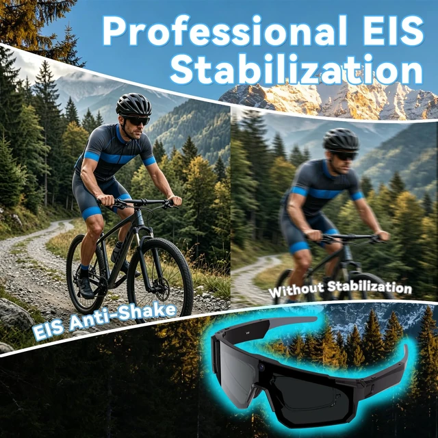 Alt view image 6 of 7 - AI Smart Glasses with Camera, 4K HD Stabilized Video Recording Glasses Waterproof Bluetooth Sunglasses with Ai Assistant, Touch Control, UV Protection for Cycling Skiing Outdoor Sports Orange