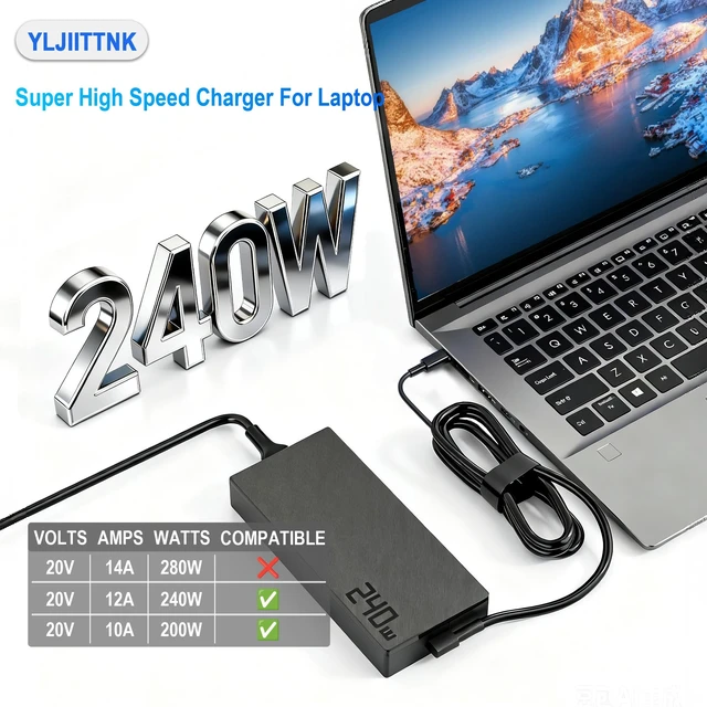 Alt view image 2 of 7 - 240W Laptop Charger for ASUS ROG Zephyrus TUF Gaming Power Adapter pin Compatible with Zephyrus G14 G16 Flow Z13 TUF A14 A16 A18 ProArt P16 PX13 Model GU605 GA605 GA403 FA808 FA401 FA608 Multiple