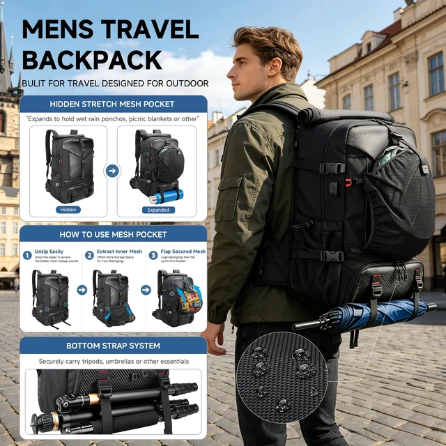 Alt view image 2 of 7 - Carry on Travel Backpack for Men Airline Approved Fits 17.3 Inch Laptop, Convertible Duffle Bag with USB Charging Port & Shoe Compartment for Weekend Getaways, Camping & Gym