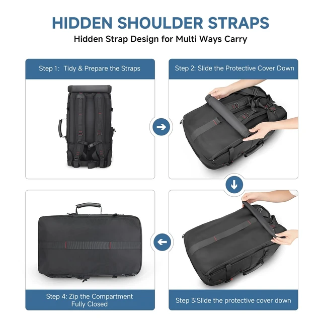 Alt view image 7 of 7 - Carry on Travel Backpack for Men Airline Approved Fits 17.3 Inch Laptop, Convertible Duffle Bag with USB Charging Port & Shoe Compartment for Weekend Getaways, Camping & Gym