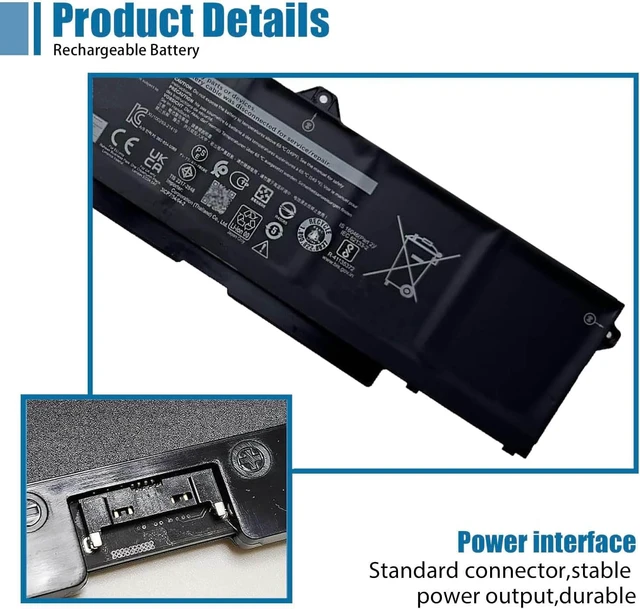 Alt view image 4 of 7 - 9JRV0 Laptop Battery Replacement for Dell Latitude 5521 5531 Precision 3561 3571 3581 3591 Series Notebook 05RGW 0R05P0 11.4V 97Wh 8071mAh