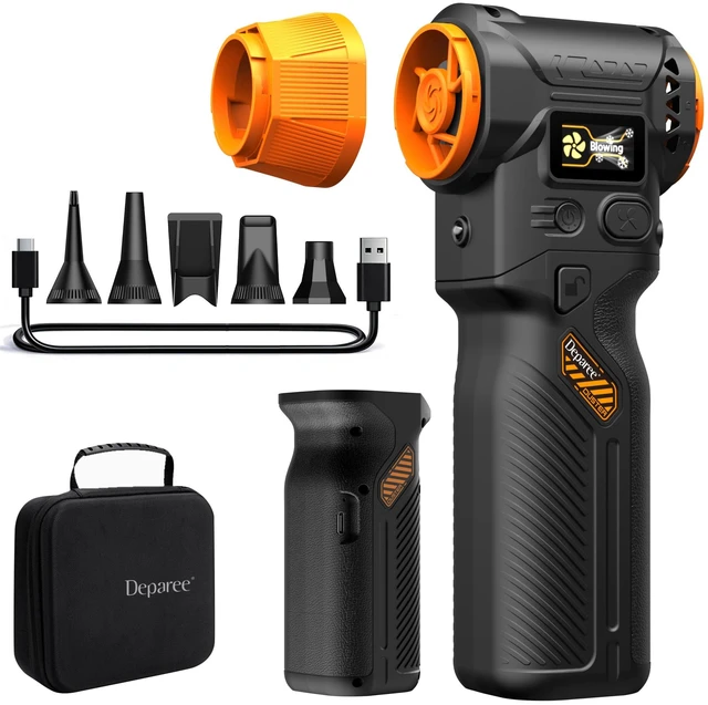 Main image of J40 Compressed Air Duster, 2 Swappable Batteries, Powerful Air Blower 98.5m/s Hurricane Airflow, Variable-Speed, Smart Display, Under 2-Hour Full Charge, Dual LED Lights, PC · Car · Home Cleaning