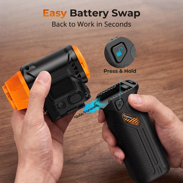 Alt view image 2 of 7 - J40 Compressed Air Duster, 2 Swappable Batteries, Powerful Air Blower 98.5m/s Hurricane Airflow, Variable-Speed, Smart Display, Under 2-Hour Full Charge, Dual LED Lights, PC · Car · Home Cleaning