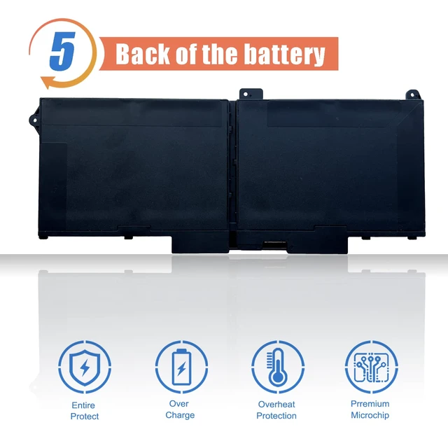 Alt view image 6 of 6 - 63Wh 4-Cell RJ40G Laptop Battery Compatible with Dell Latitude 15 5520 14 5420 Precision 15 3560 Series M033W P104F P104F001 WY9DX P137G P137G001 01K2CF 0WK3F1 075X16 005R42 15.2V 3941mAh