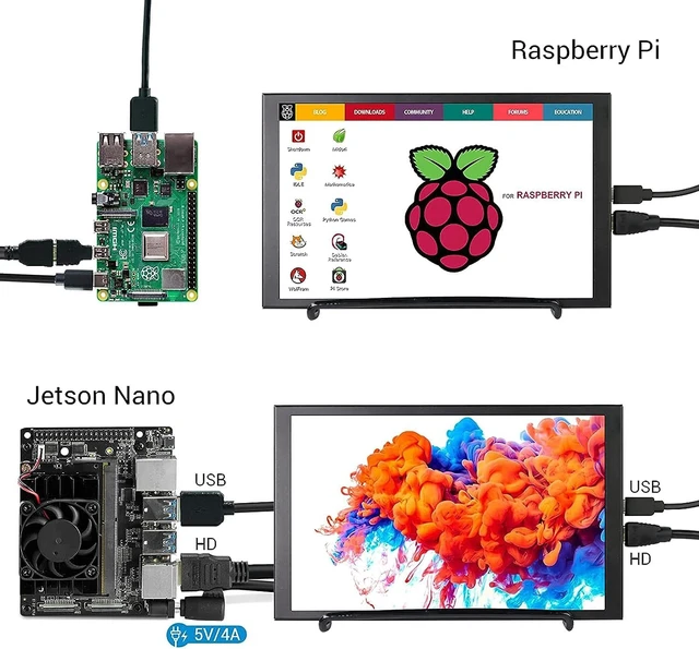 Alt view image 3 of 7 - 8 Inch Touchscreen Monitor, 1280x800 IPS LCD HD Display with Stand, Portable Capacitive Touch Screen Compatible for Raspberry Pi 3/4/5, Win 11/10/8/7, Jetson Nano, laptops, Game Consoles