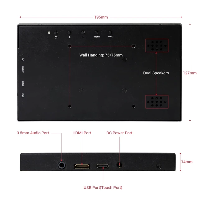 Alt view image 7 of 7 - 8 Inch Touchscreen Monitor, 1280x800 IPS LCD HD Display with Stand, Portable Capacitive Touch Screen Compatible for Raspberry Pi 3/4/5, Win 11/10/8/7, Jetson Nano, laptops, Game Consoles
