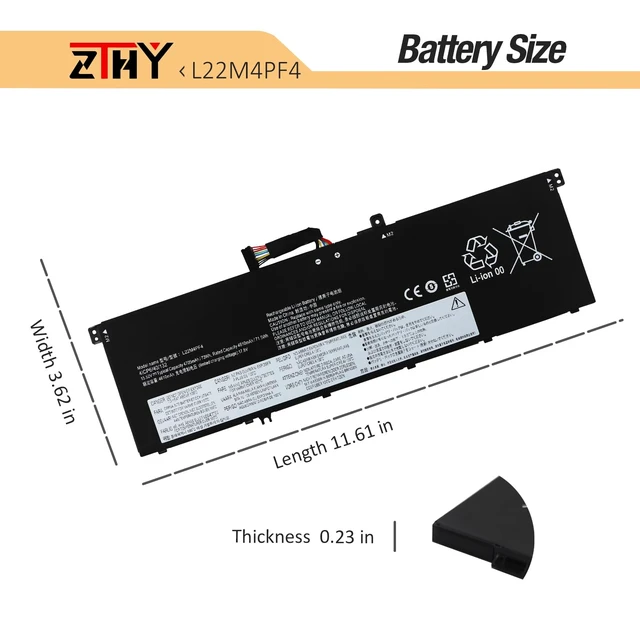 Alt view image 7 of 7 - L22M4PF4 L22C4PF4 Laptop Battery for Lenovo Yoga Pro 7 14IRH8 14APH8 14ARP8 14IMH9 14AHP9 Slim Pro 7 14APH8 14ARP8 Series L22D4PF4 SB11K24759 SB11K24758 SB11N45331 SB11N45322 15.52V 73Wh