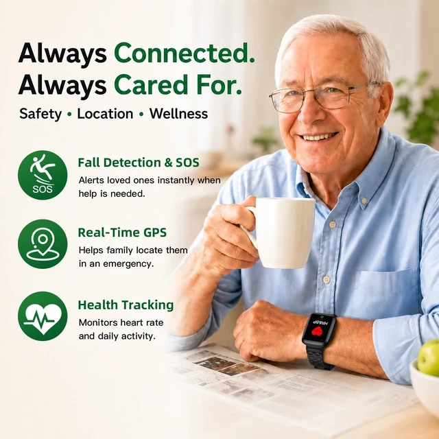 Alt view image 3 of 7 - Fall Detection Smart Watch for Seniors with GPS Tracking, SOS Alert, Waterproof Fitness Tracker for Dementia/Alzheimers, 4G Safety
