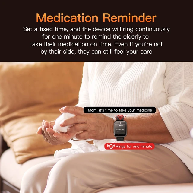 Alt view image 5 of 7 - Fall Detection Smart Watch for Seniors with GPS Tracking, SOS Alert, Waterproof Fitness Tracker for Dementia/Alzheimers, 4G Safety