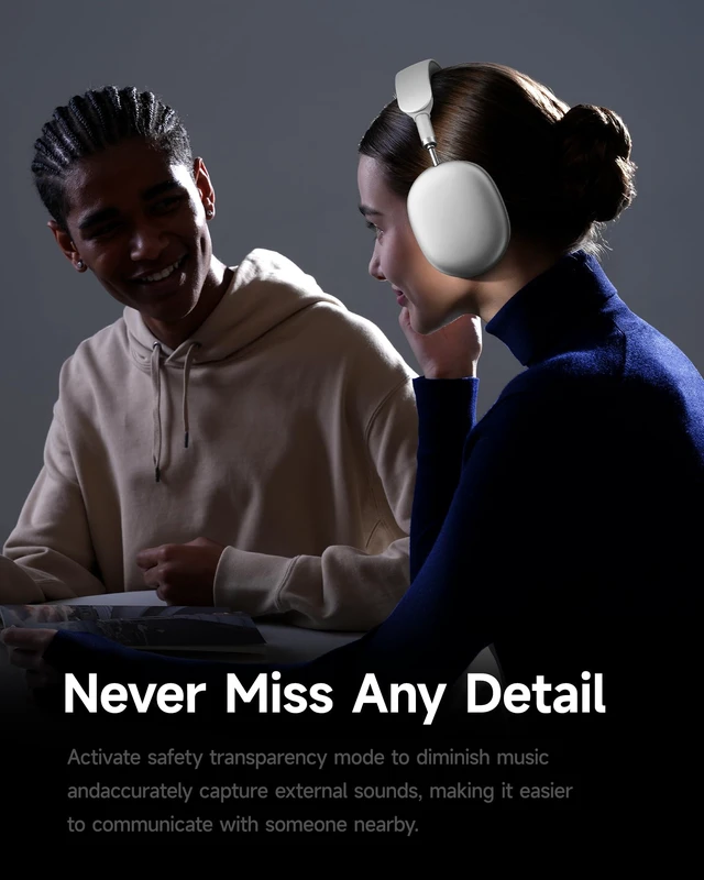 Alt view image 4 of 7 - F8 Pro Hybrid Active Noise Cancelling Bluetooth Headphones Silver 140H Playtime, Head Tracking, Customizable Sound, Multiple Modes, Multipoint, Built-in Mic, Wireless Over-Ear, Travel, Office