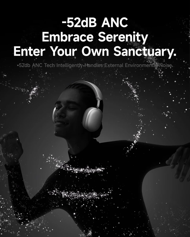 Alt view image 3 of 7 - F8 Pro Hybrid Active Noise Cancelling Bluetooth Headphones Silver 140H Playtime, Head Tracking, Customizable Sound, Multiple Modes, Multipoint, Built-in Mic, Wireless Over-Ear, Travel, Office