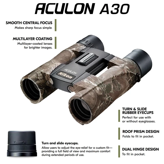Alt view image 6 of 7 - ACULON A30 10x25 Compact Binoculars - Lightweight Dual-Hinge Design, Multilayer-Coated Lenses, Smooth Central Focus, Ergonomic Grip for Hunting, Hiking, and Outdoor Adventures