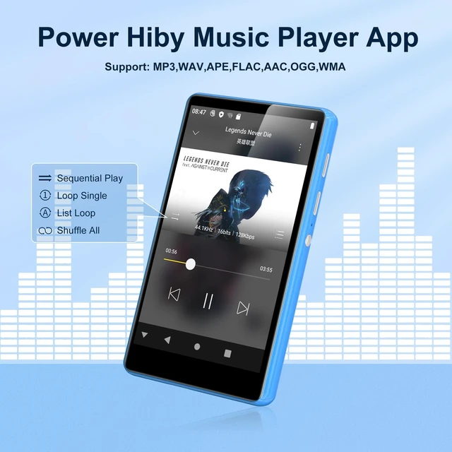 Alt view image 2 of 7 - MP3 Player with Bluetooth and WiFi, M503Pro 16GB MP4 Players for Kids with Spotify, Spotify Kids, FM Radio, Audible, 4.0" Touch Screen Music Player with Parental Controls, Up to 1TB Blue