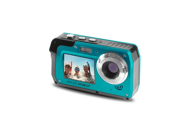 Alt view image 6 of 7 - MN40WP 48MP QHD Dual LCD Screen Waterproof Camera, Blue Waterproof design captures photos and HD video at the beach, pool and on outdoor adventures