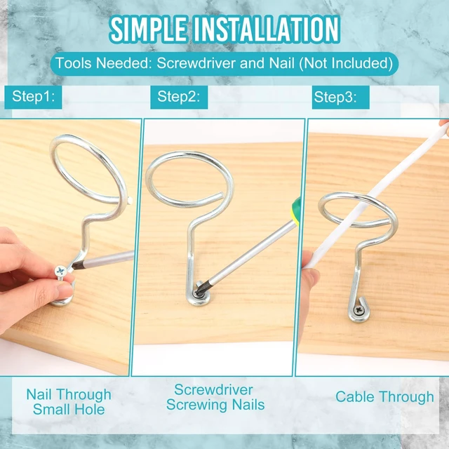 Alt view image 4 of 6 - 200 Pcs Bridle Rings for Low Voltage Wire and Cable 1-1/2 Inch Screw Mount Bridle Rings for Mount Cat 6 or Cat 7 Cable on Wood Concrete and Brick Surface