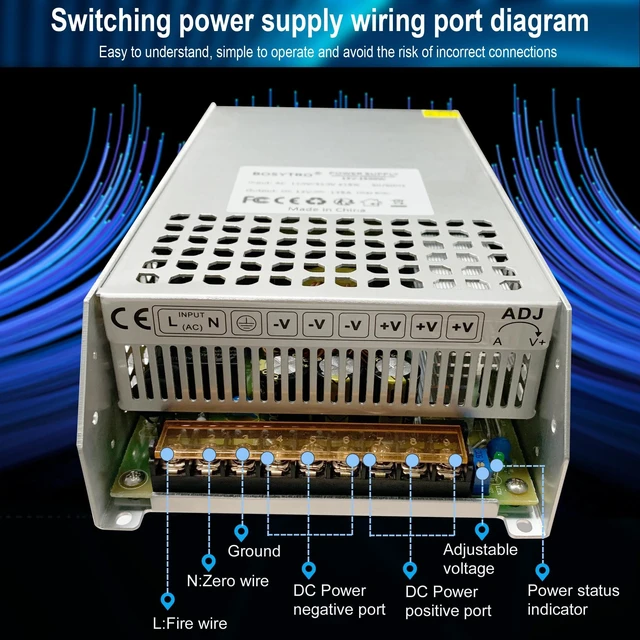 Alt view image 5 of 7 - DC 12V 100A 1200W Switching Power Supply Adapter PSU AC 110V / 220V-DC 12V Transformer Adapter, for LED Strip Light, CCTV Camera Security System,Computer Project of Industrial Power Supplies