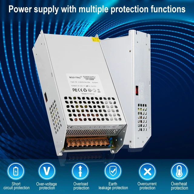 Alt view image 6 of 7 - DC 12V 100A 1200W Switching Power Supply Adapter PSU AC 110V / 220V-DC 12V Transformer Adapter, for LED Strip Light, CCTV Camera Security System,Computer Project of Industrial Power Supplies