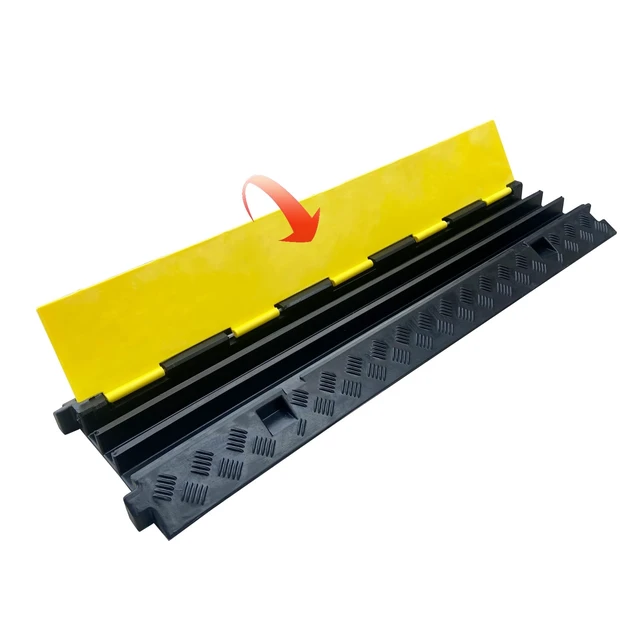 Alt view image 3 of 7 - 2 Pack Rubber Cable Ramp Hose Cable Protector Ramp 3 Channel 22000Lbs Load Capacity Traffic Speed Bump Wires Power Lines Extension Cord Cover for Indoor Outdoor