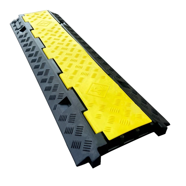 Alt view image 2 of 7 - 2 Pack Rubber Cable Ramp Hose Cable Protector Ramp 3 Channel 22000Lbs Load Capacity Traffic Speed Bump Wires Power Lines Extension Cord Cover for Indoor Outdoor