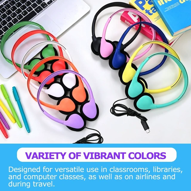 Alt view image 7 of 7 - 30 Pack Kids Headphones Bulk Type-C, USB C Wired Headphones for School Classroom, Wholesale Children Student Headset for Chromebook Laptop PC, Mixed Colors
