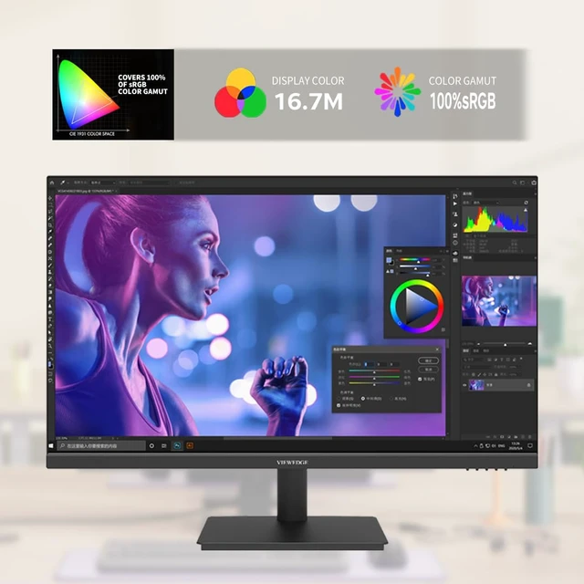Alt view image 3 of 7 - 27 inch Monitor 2560 x 1440p 75hz IPS Computer Monitor QHD with HDMI, DP and Wall Mountable Eye Protection 2K Monitor for Working and Gaming