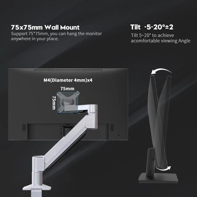 Alt view image 6 of 7 - 27 inch Monitor 2560 x 1440p 75hz IPS Computer Monitor QHD with HDMI, DP and Wall Mountable Eye Protection 2K Monitor for Working and Gaming