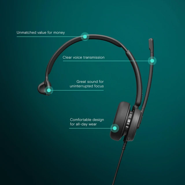 Alt view image 2 of 7 - Impact 430T Mono USB C and USB A On-Ear Headset with Dual Noise-Canceling Mics, Microsoft Teams Certified, Plug-and-Play, Zoom Compatible, Ideal for Home Office & Business Calls