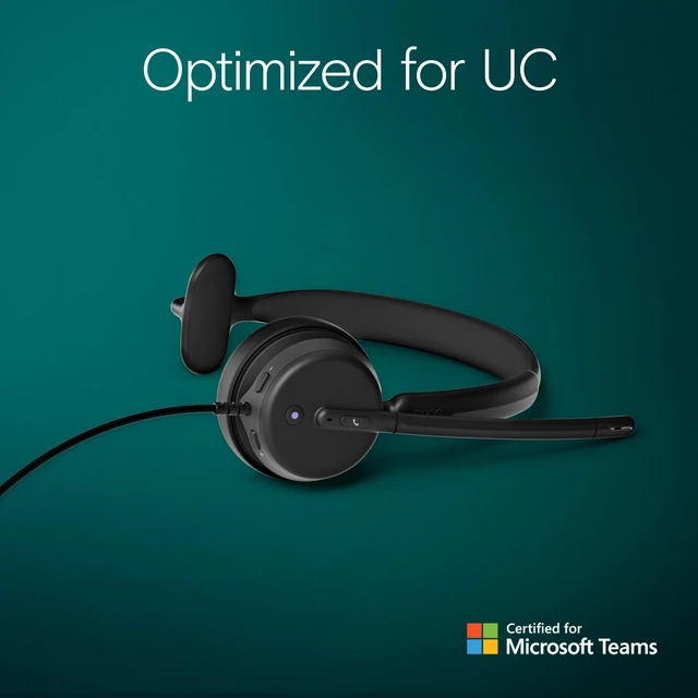 Alt view image 4 of 7 - Impact 430T Mono USB C and USB A On-Ear Headset with Dual Noise-Canceling Mics, Microsoft Teams Certified, Plug-and-Play, Zoom Compatible, Ideal for Home Office & Business Calls