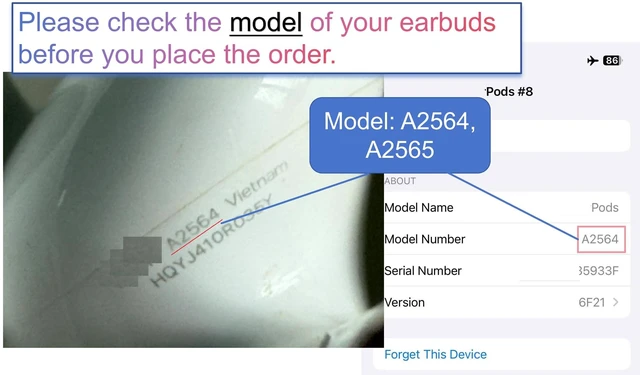 Alt view image 3 of 7 - A2565 OEM Right Earbuds Replacement for AirPod 3rd Gen, Single Right Ear Side Only, Compatible with Original One AirPods 3 Generation A2897 A2566 Charging Case Earpad (Right A2565)