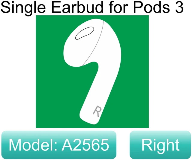 Alt view image 2 of 7 - A2565 OEM Right Earbuds Replacement for AirPod 3rd Gen, Single Right Ear Side Only, Compatible with Original One AirPods 3 Generation A2897 A2566 Charging Case Earpad (Right A2565)