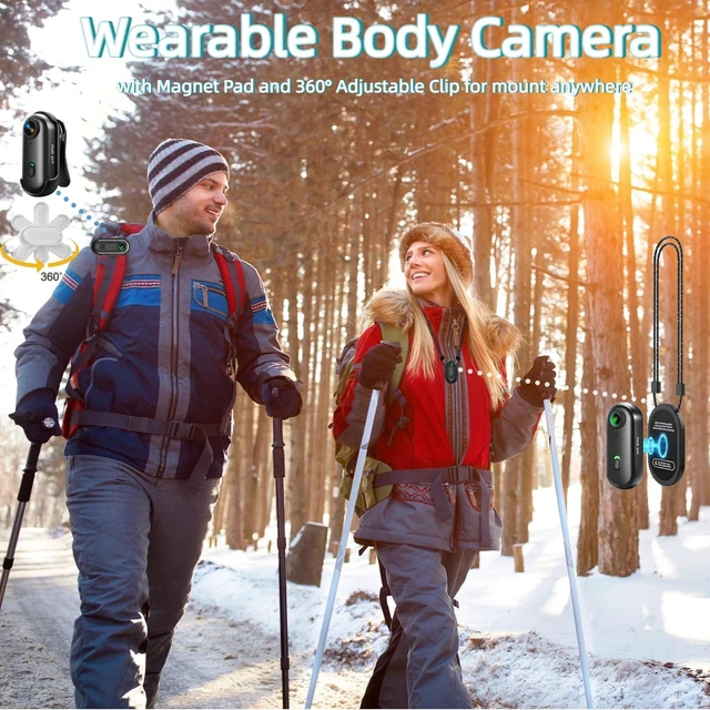 Alt view image 3 of 7 - 4K Mini Body Camera, Wearable Action Body Cam, Sports Action Camera Thumb Size Hands-Free Recording Body Worn Camera, Portable Camcorder Mount Anywhere for Work, Travel,Fishing (Black, 128, GB)