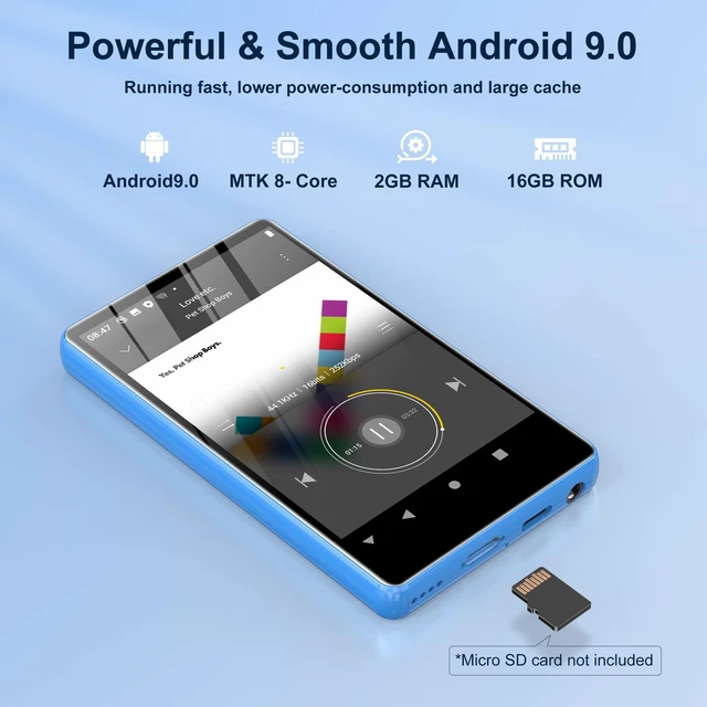 Alt view image 5 of 7 - MP3 Player with Bluetooth and WiFi, M503Pro 16GB MP4 Players for Kids with Spotify, Spotify Kids, FM Radio, Audible, 4.0" Touch Screen Music Player with Parental Controls, Up to 1TB Blue