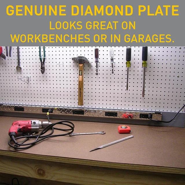 Alt view image 3 of 7 - Legrand -, 10 Outlet Wall Mount, Under Counter, 4 Foot Power Pole with Diamond Plate Power Strip Garage, PM48TC