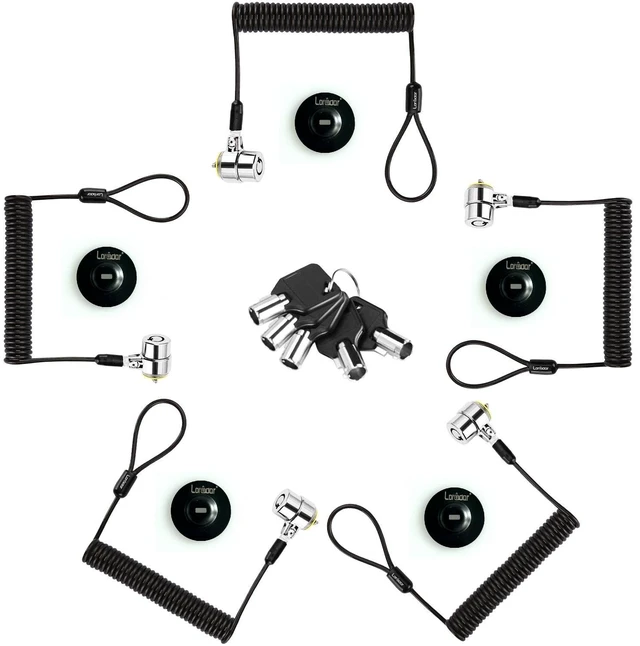 Main image of Security Retractable Cable Lock Portable Keyed Laptop Lock 5 Keys 8Ft for Monitors, Laptops, MacBooks, Tablets, iPad,Mac mini,(5 Pack Keyed Alike)