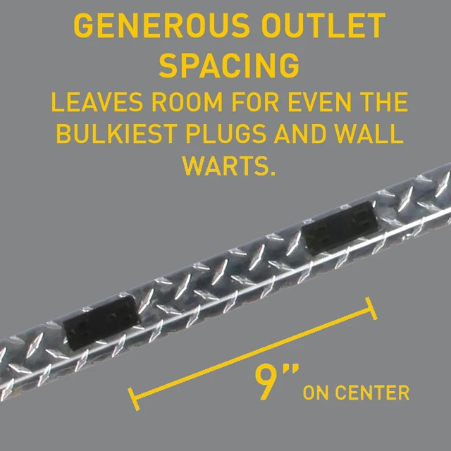 Alt view image 5 of 7 - Legrand -, 10 Outlet Wall Mount, Under Counter, 4 Foot Power Pole with Diamond Plate Power Strip Garage, PM48TC