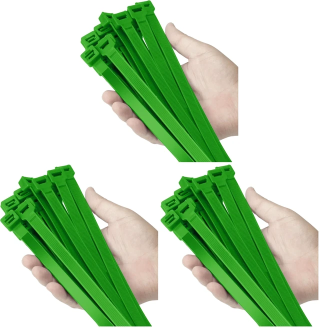 Main image of 12 inch Green Zip Ties Heavy Duty 100 PCS, 250 LBS Ultra Exclusive Strong Plastic Wire Ties, Large Cable Ties Extra Long Tie Wraps, Indoor and Outdoor UV Resistant (Pack of 3)