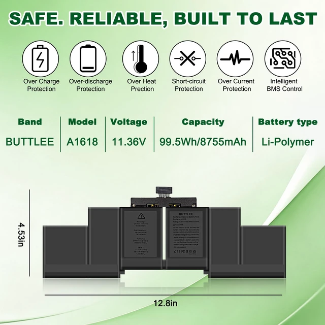 Alt view image 4 of 7 - A1494/A1618 Battery Replacement for MacBook Pro 15-inch A1398 (Mid 2015,Mid 2014,Late 2013) Retina